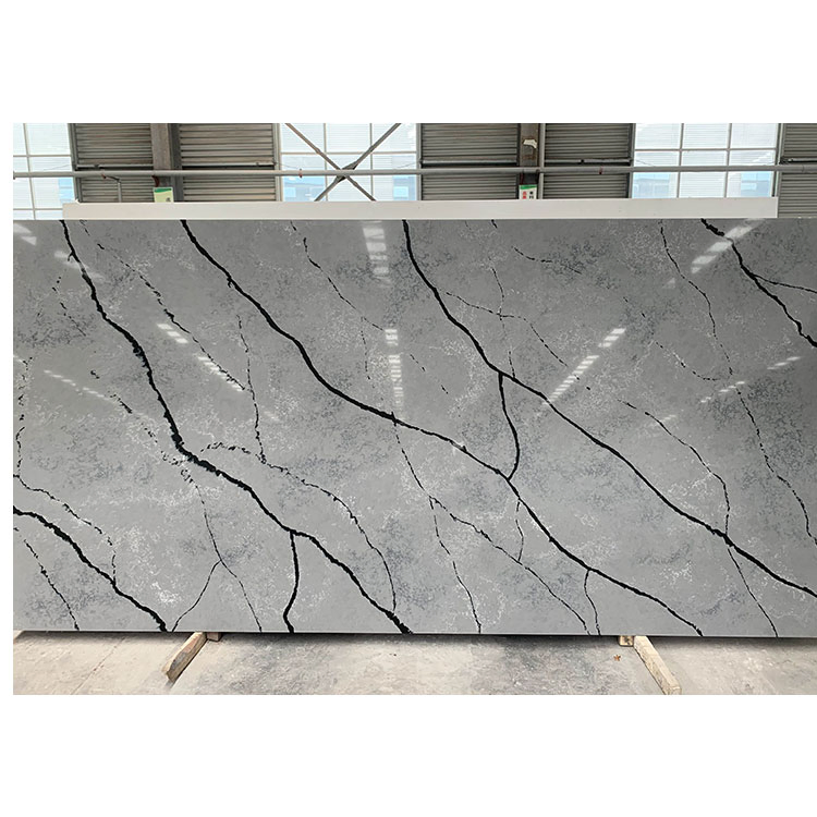 Precut Laurant Gold Black Marble Veins Quartz Countertop Kitchen Black Quartz Slab