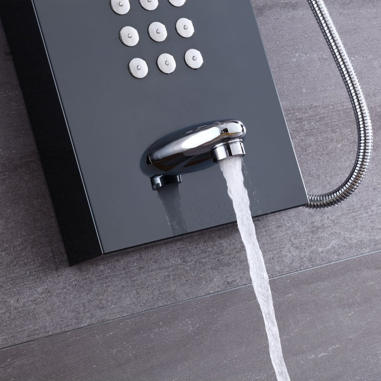 Sanipro Luxury Black Rain Shower Head Set Multifunction Bathroom Stainless Steel Wall Mounted Waterfall Shower Panels