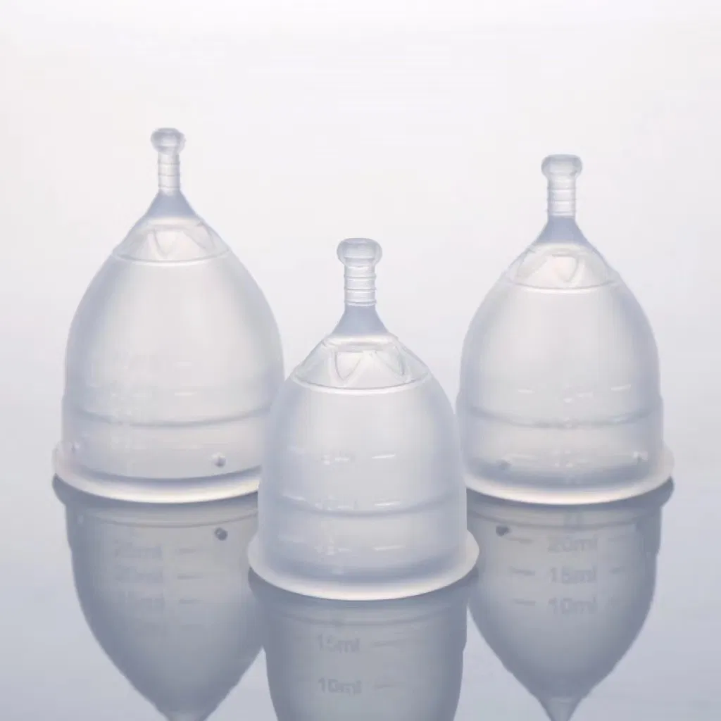 Short Handle Soft Silicone Menstrual Cup for Teenagers