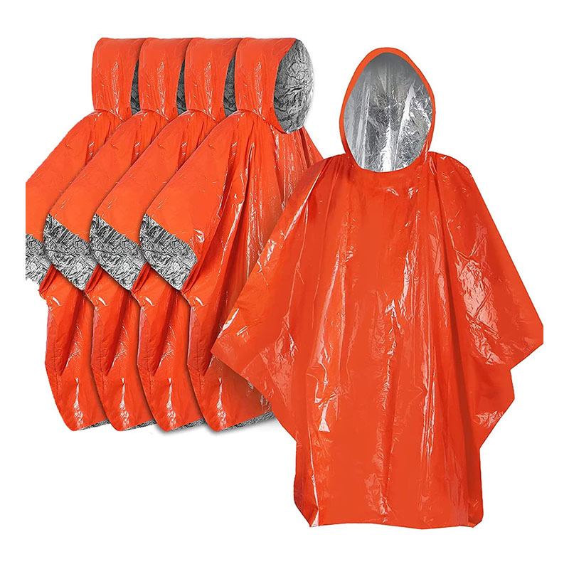 Double-Sided Emergency Thermal Raincoat Aluminum Foil Survival Poncho for Outdoor Rescue
