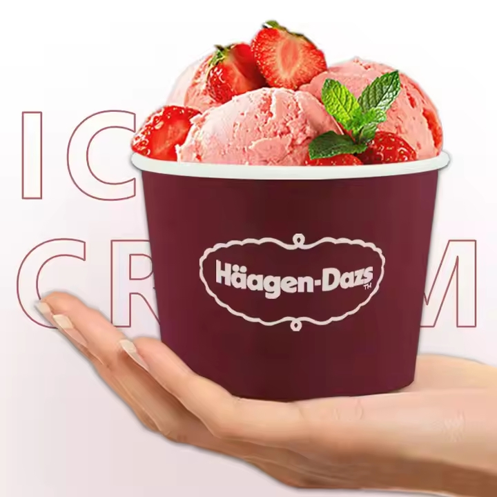 Biodegradable Printed Paper Packaging Cup Frozen Ice Cream Cup