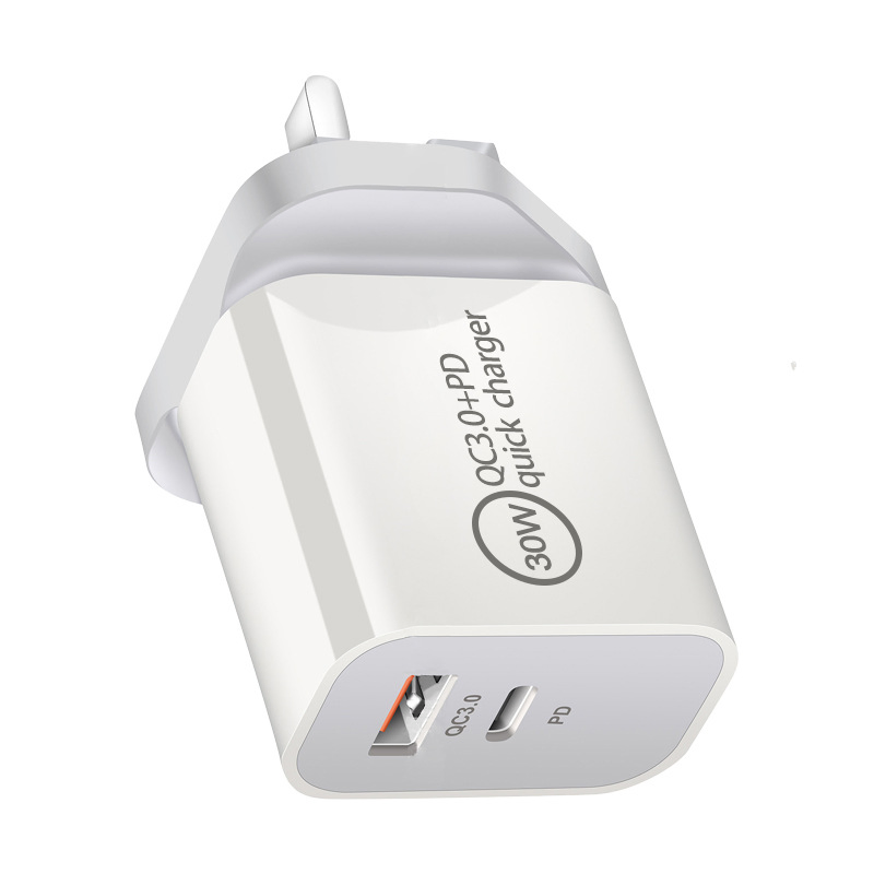 Factory Direct Mobile Phone USB Wall Charger 30W QC3.0+Type-C EU/Us/UK/Au Plug Fast Charging Universal Adapter for Tablet/Phones