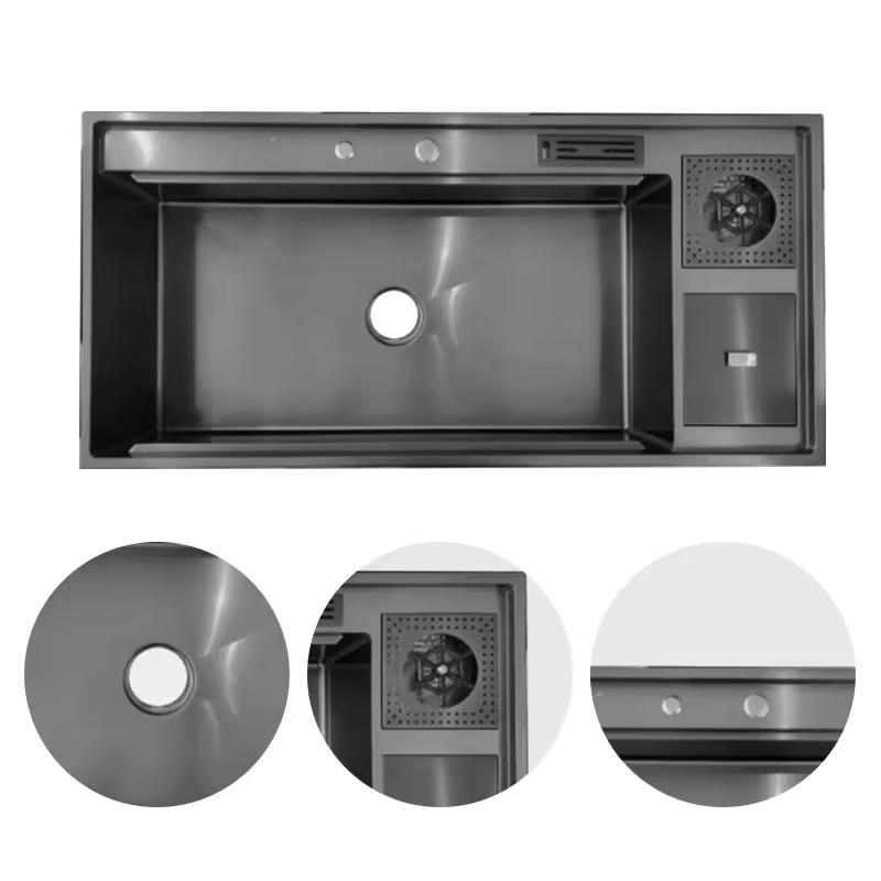 Kitchen Accessories European Kitchen Sink 201/304 Modern Kitchen Sink with Cup Washer Smart Sink with Pull out Faucet