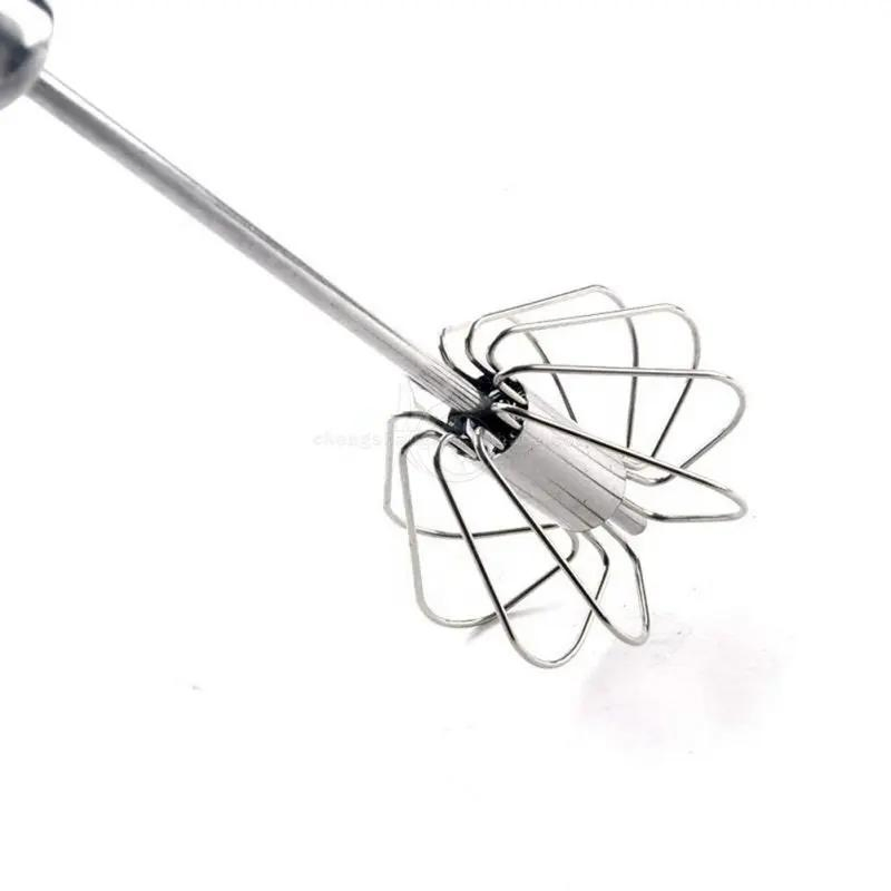 Kitchenware Manual Egg Mixer Wholesale Stainless Steel Hand Auto Press Rotating Egg Stirring Whisk Egg Blender