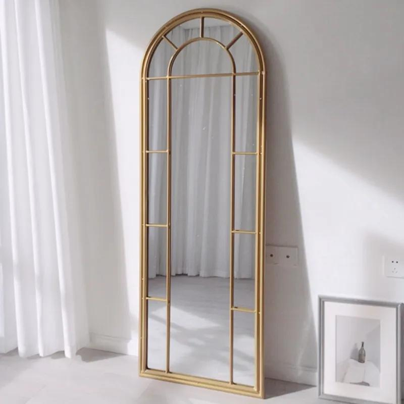 Black Metal Wall Frame Mirror Hanging Frame Decorative Mirror for Living Room