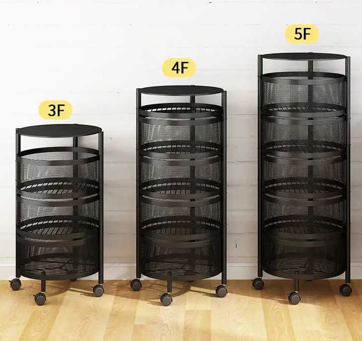 Wholesale Household Organizer Rotating Shelf Multi-Function 3/4/5 Layers Round Vegetable Fruit Kitchen Storage Trolley