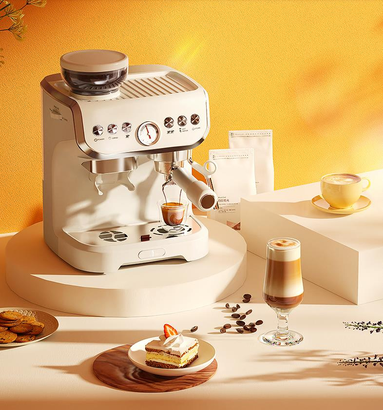 15bar Pump Espresso Grinding Integrated Coffee Maker Machine with Milk Frother