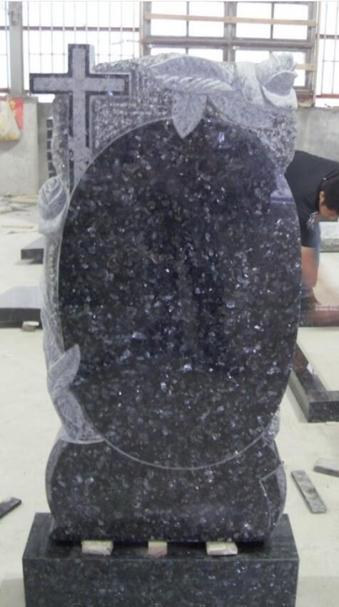 Natural Stone polished carving Blue Pearl Granite tombstone for Memorial/Dead/cemetery/graveyard