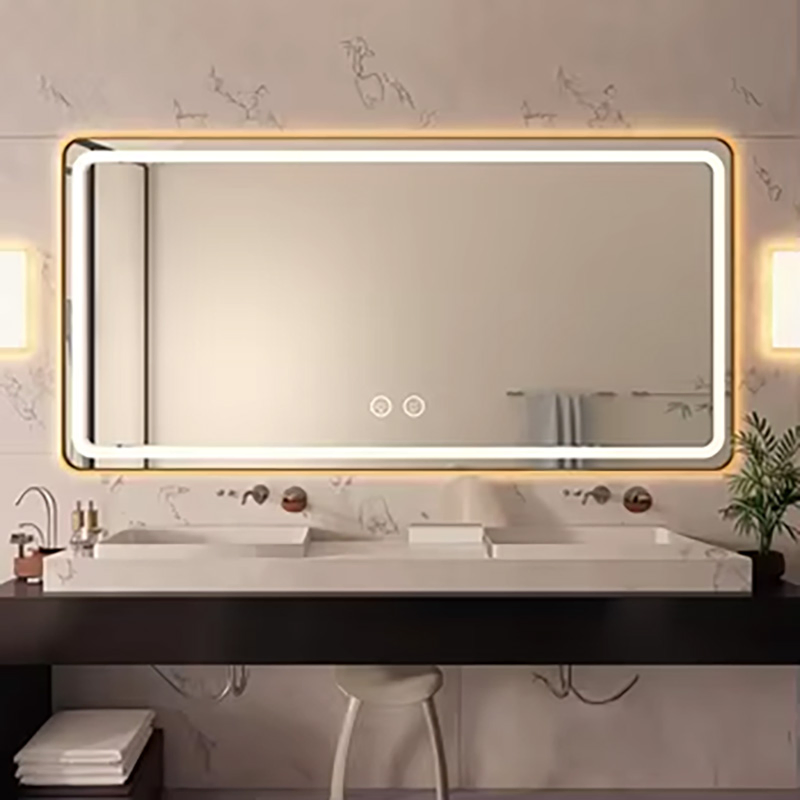 Умное прямоугольное зеркало для ванной с подсветкой