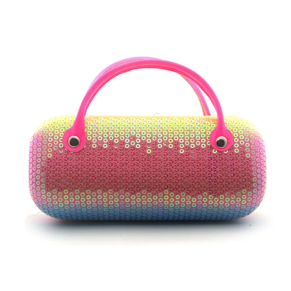 Rainbow Color Sequins Bow Tie Box Fashion Portable Kids Glasses Case