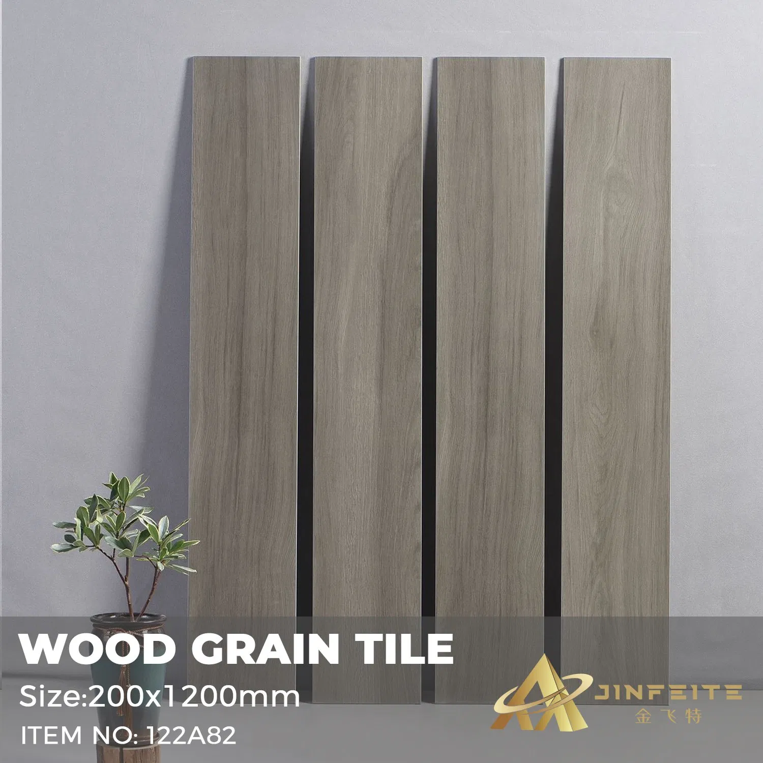 Керамогранитная плитка Ash Grey 200x1200 мм для пола и стен