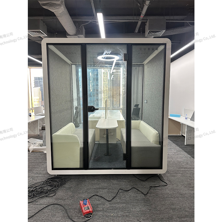 Multipurpose Collaboration Soundproof Office Booth with 4-Seat Capacity for Team Brainstorming