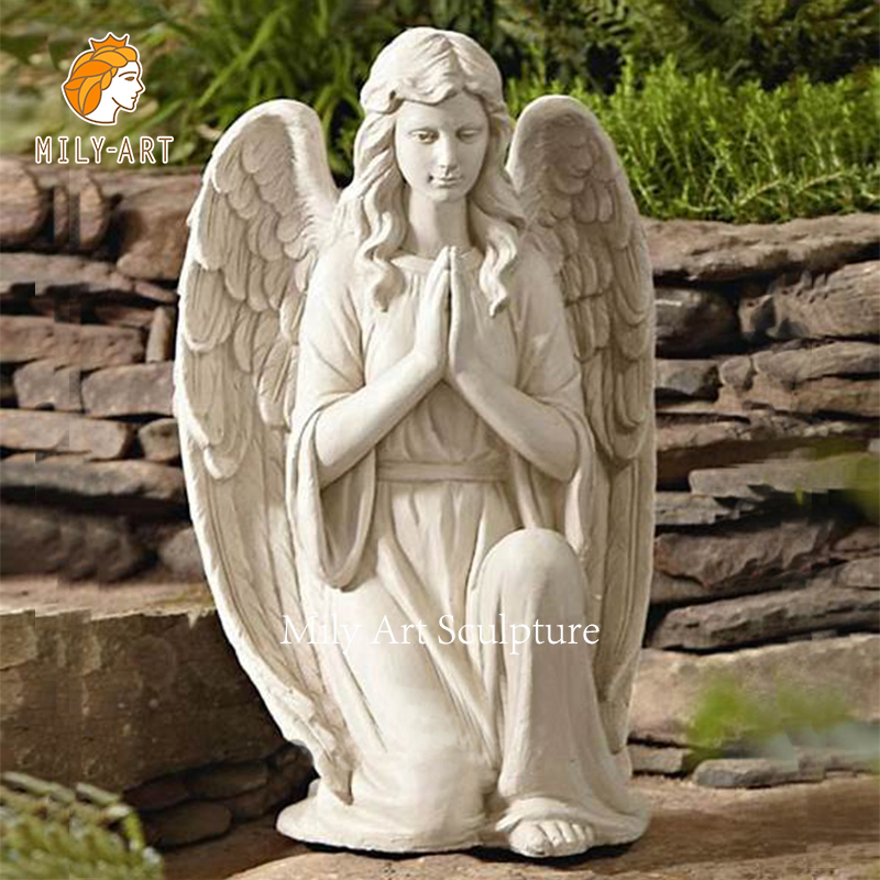 Natural Stone Cemetery Carvings Statue White Marble Angel Headstones Tombstone