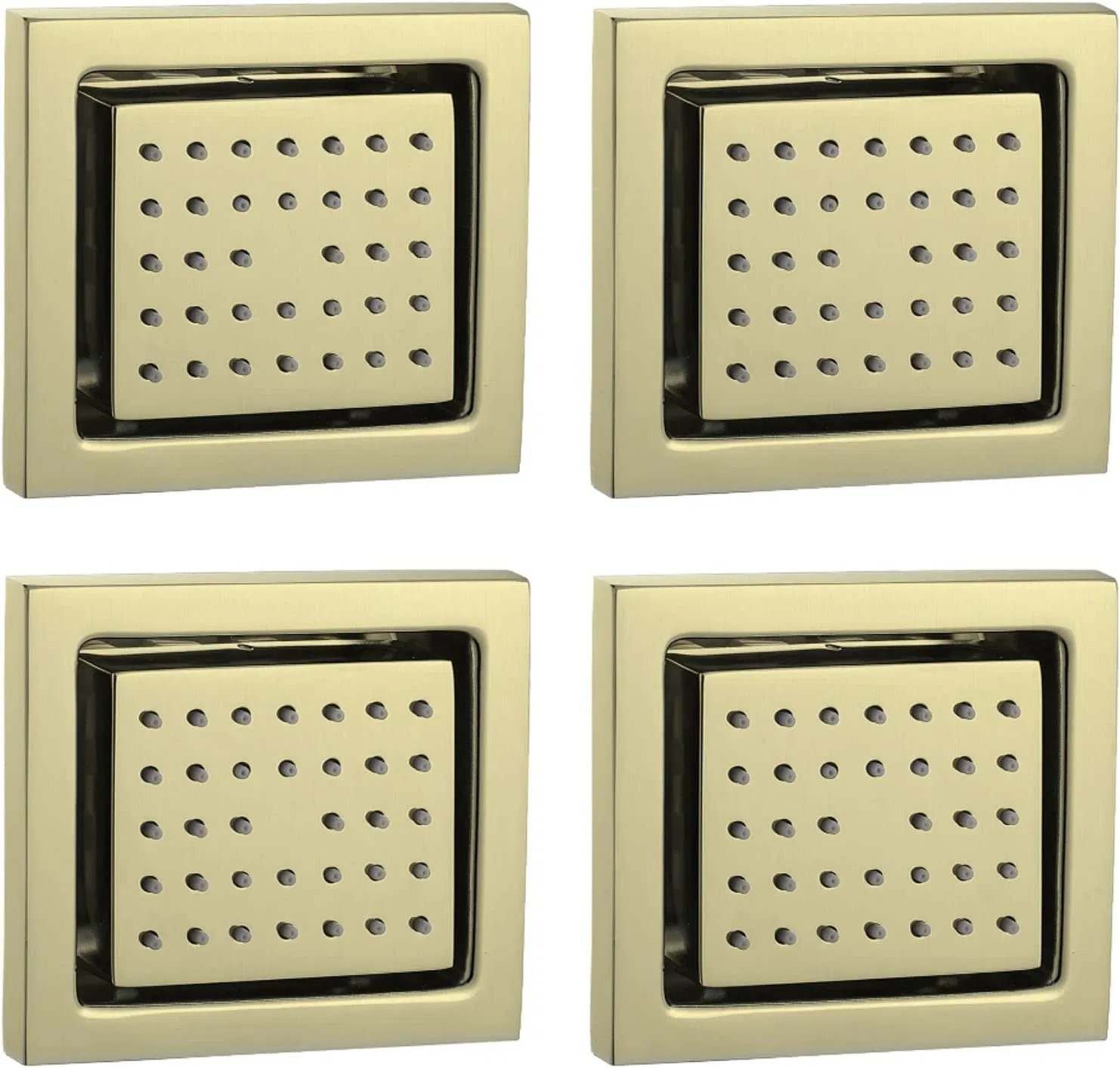 Homedec Shower Head Body Spray Adjustable Rectangle Shower Jet Body Spray SPA Brass Wall Mount Massage SPA Side Sprayer, Brushed Gold, 4 PCS