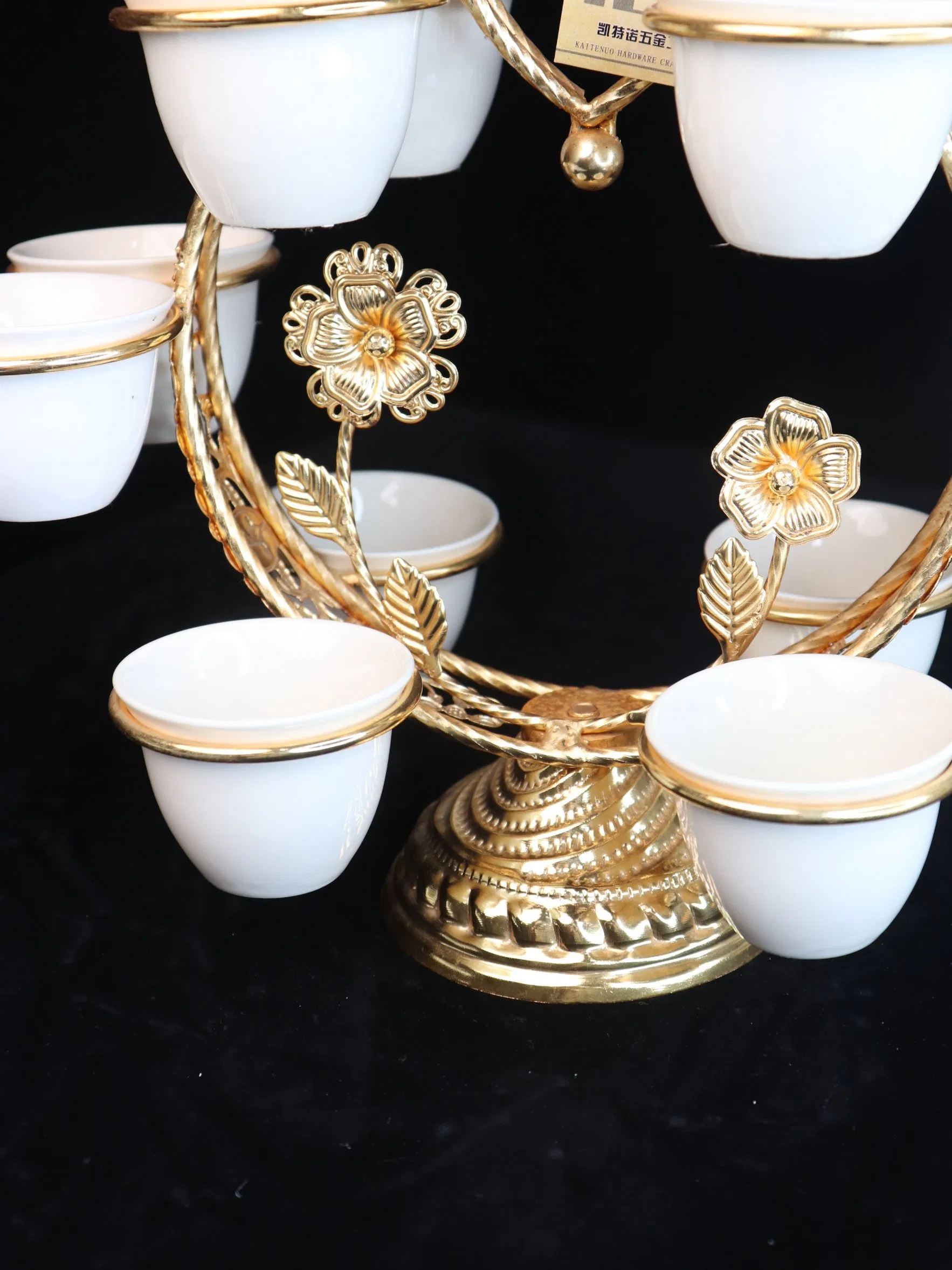 New Ceramic Cup Set with 12 Gold-Plated Iron