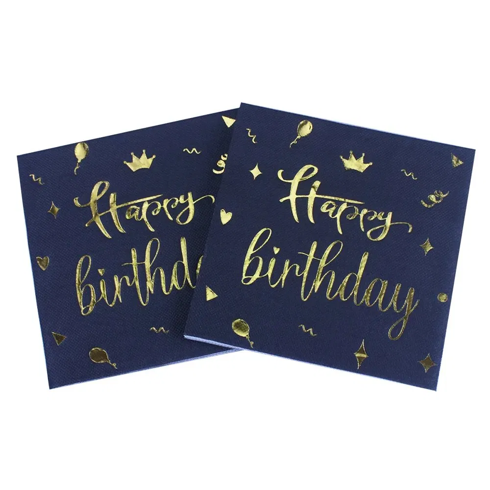 Custom Printed 2-3ply Virgin Wood Pulp Dinner Napkins Soft Fold and Bag Style Colored Paper Serviettes for Festivals