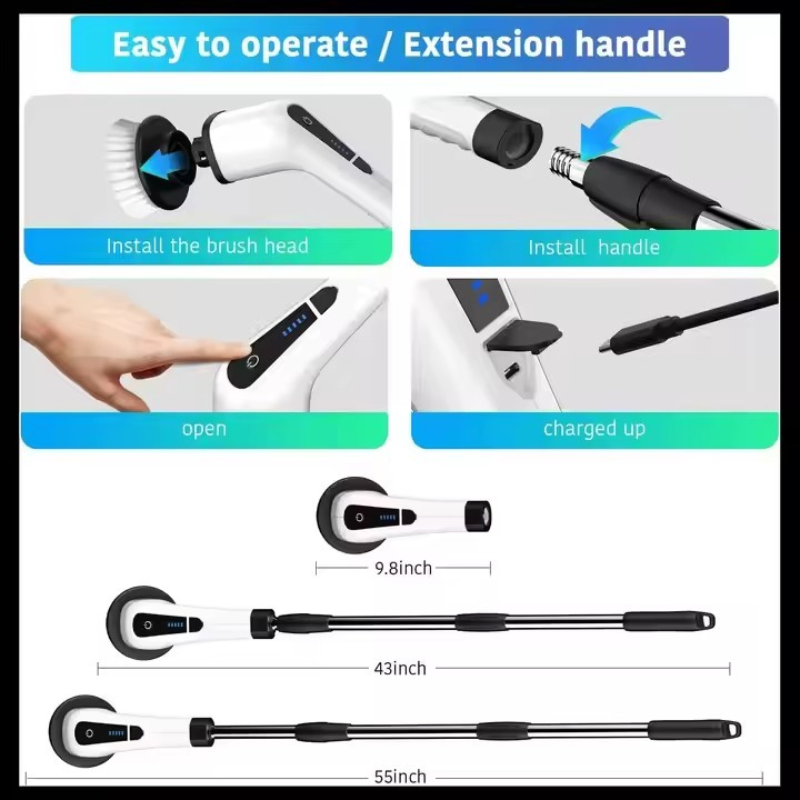 Съемная щетка для уборки с длинной ручкой