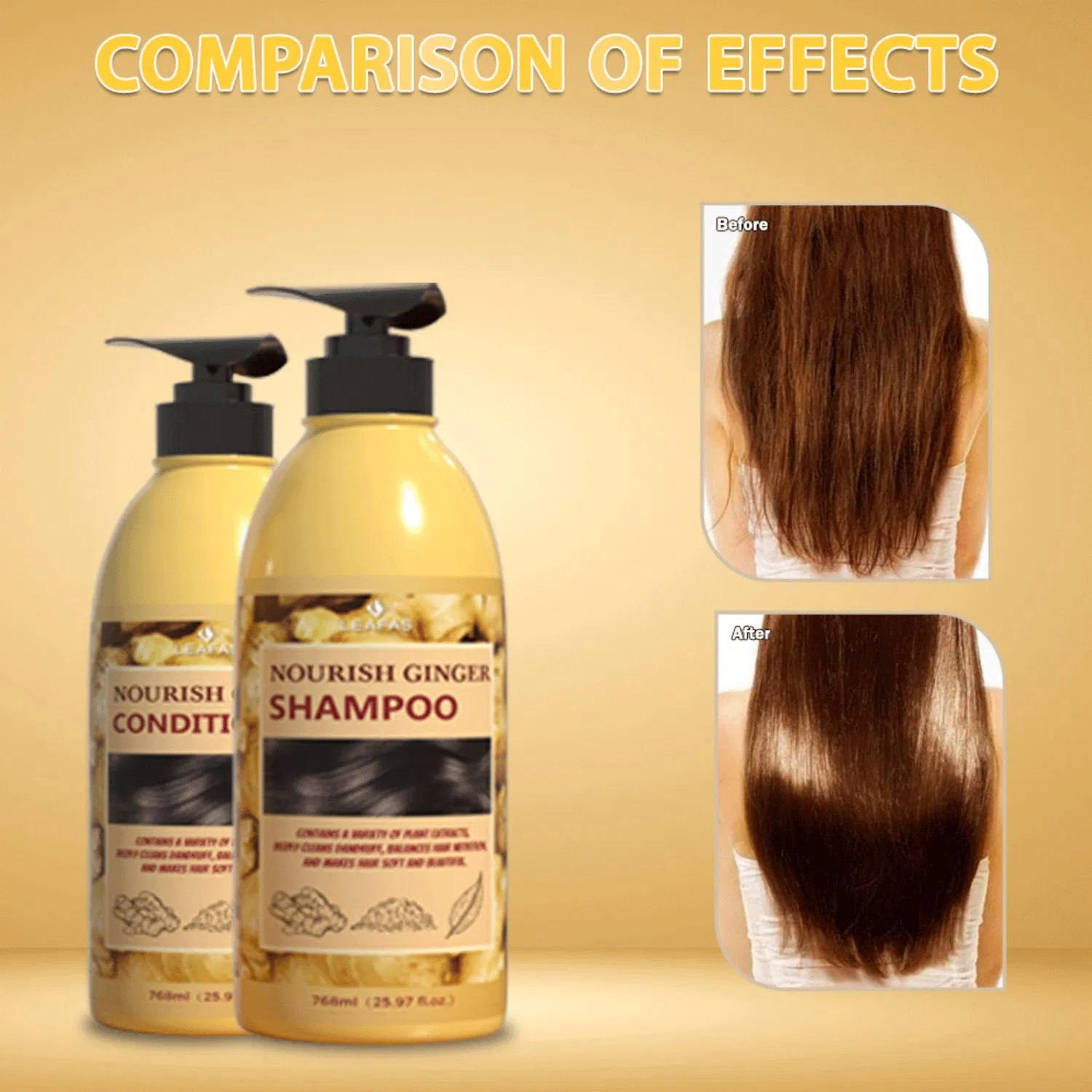 Deep Cleaning Anti-Hair Loss Ginger Shampoo and Conditioner for All Hair Type