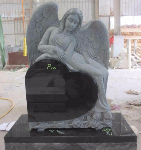 Grey Granite Tombstone Angels Designs for Headstones