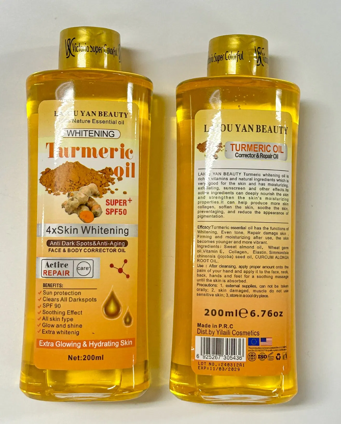Wholesale 200ml Massage Oil Skin Lightening Turmeric SPA Oil