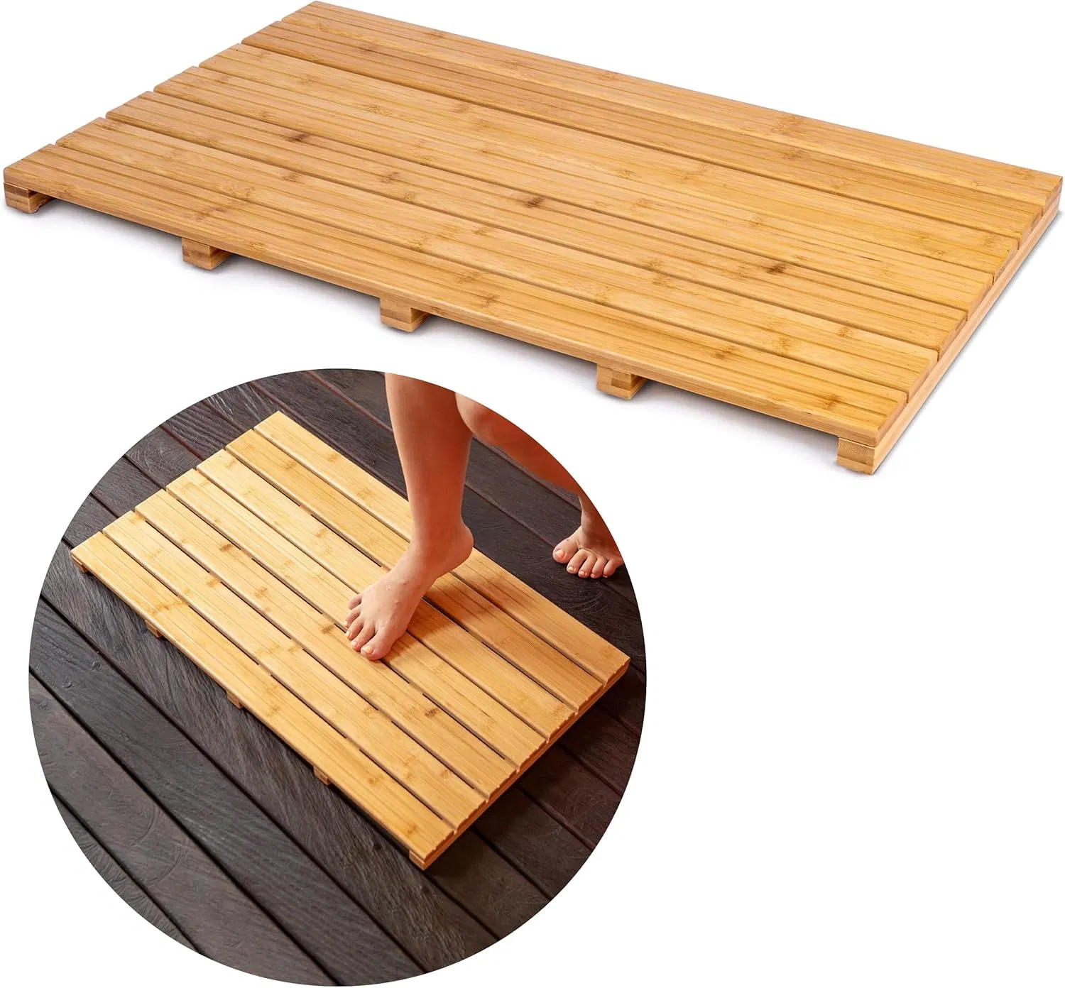Anti Slip Bamboo Mat Sturdy Waterproof Bathroom Carpet Suitable for Both Indoor and Outdoor