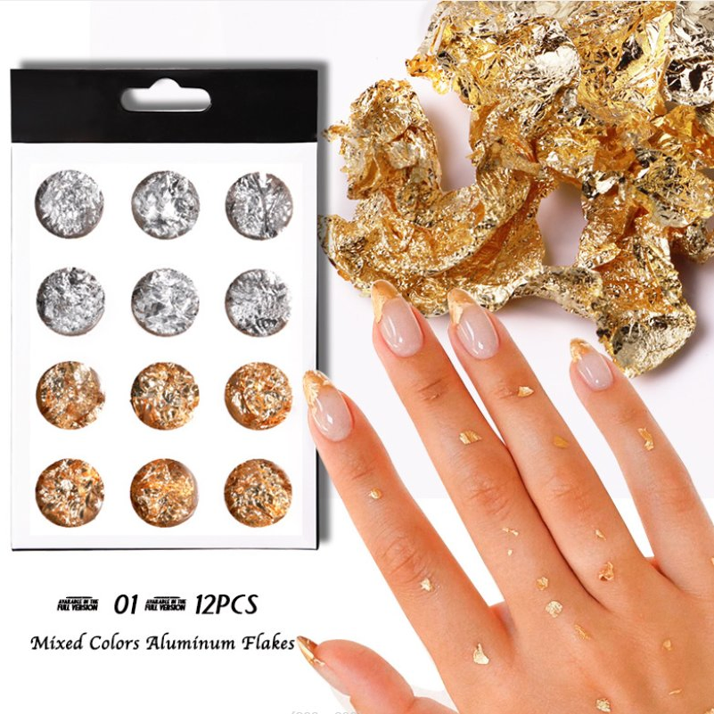 Gold Leaf Flakes Gold Silver Nail Art Nail Decoration