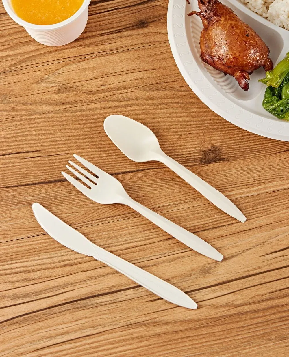 High Quality Disposable Dinnerware Cutlery Forks Biodegradable Psm Plastic Spoon Knife