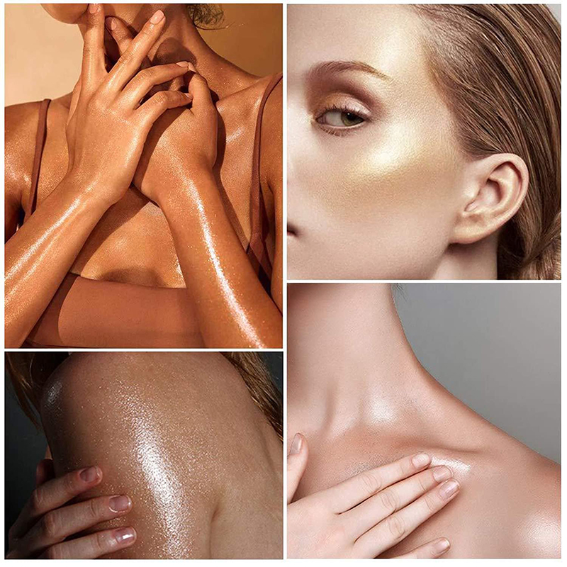 Private Label Vegan Make up Glitter Glow Liquid Body Highlighter 5 Colors Body Oil