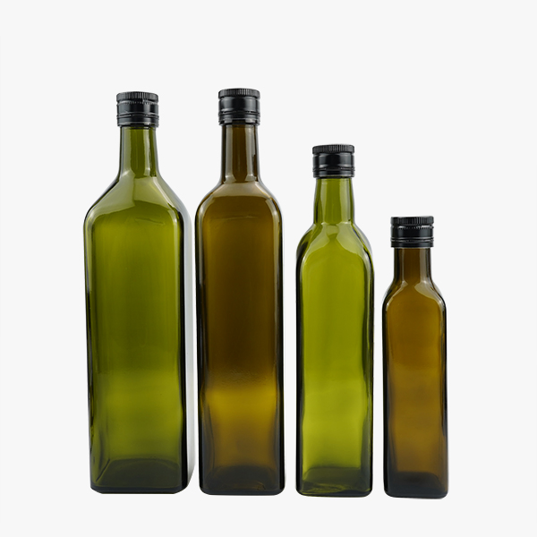 250ml 500ml 750ml 1000ml Square Green Glass Olive Oil Bottle with Cap
