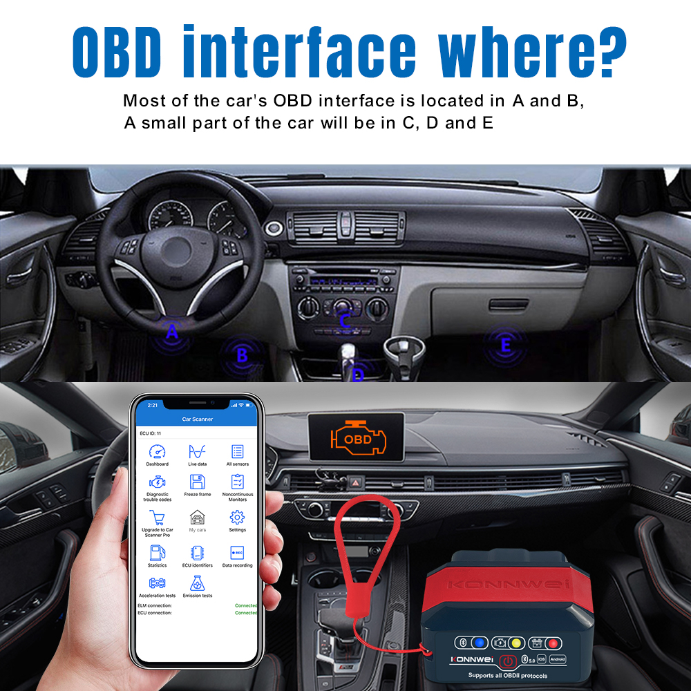 Автосканер OBD2 Konnwei KW905 WiFi для Android iOS
