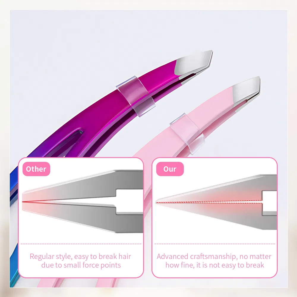 Eyebrow Facial Hair Removal Tool Guangdong Stainless Steel Slanted Squared Lash Eyelash Tweezers