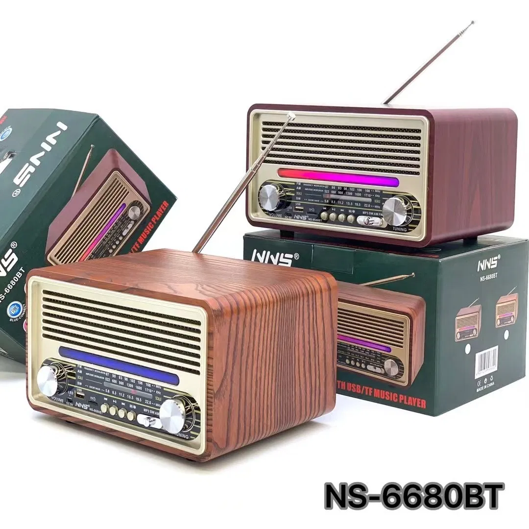 Радио-колонка NS-6680BT с деревянным корпусом и Bluetooth