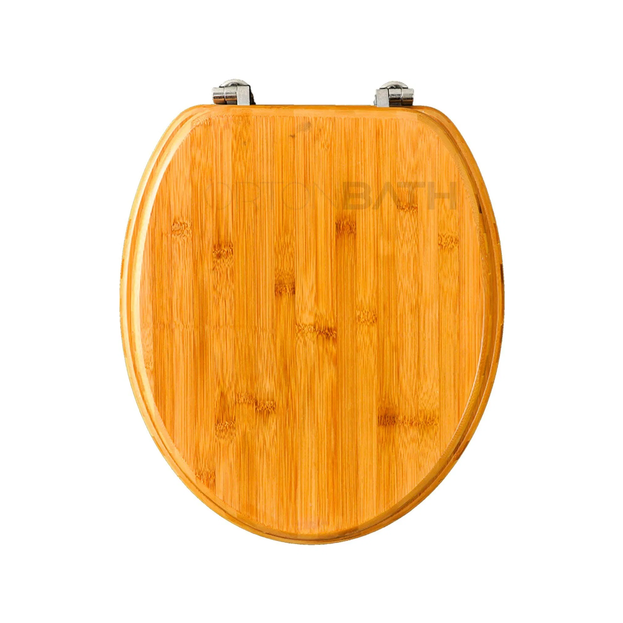 Ortonbath Elongated Oval Bamboo Toilet Seat with Lid Quick Release Slow Close Zinc Alloy Strong Hinges Natural Bamboo Natural Wood Toilet Seat