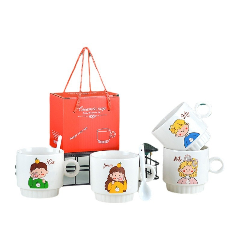Christmas Creative Ceramic Mug with Spoon Superior Cartoon Mug with Gift Box