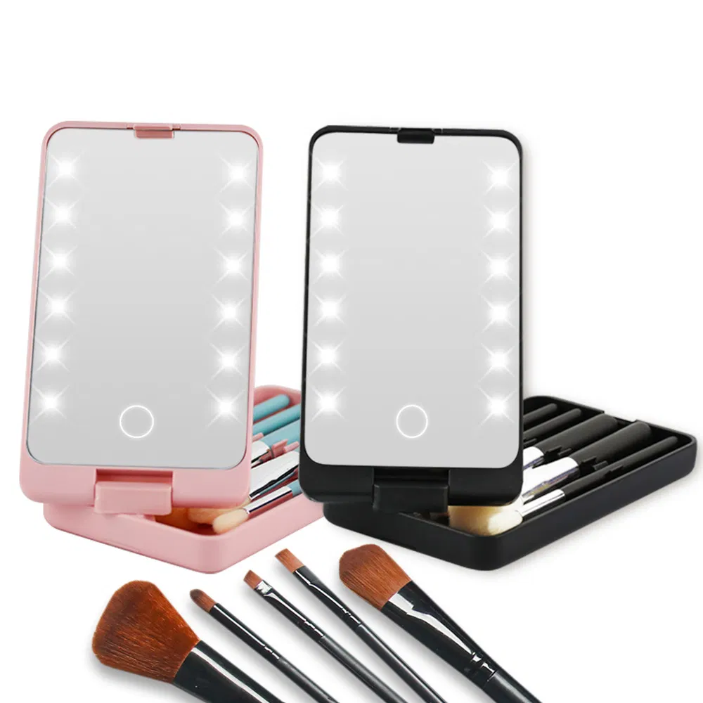 New Fashion LED Mirror with Stoagre Boxes for Makeup Brushes