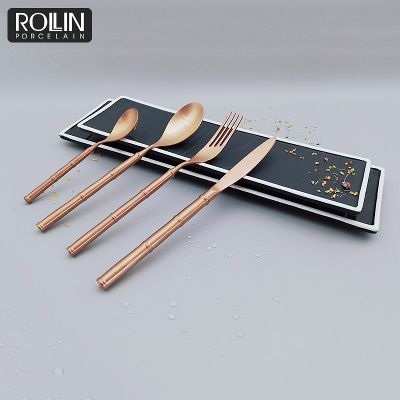 Rose Gold Color Table Knife Fork Spoon for Hotel