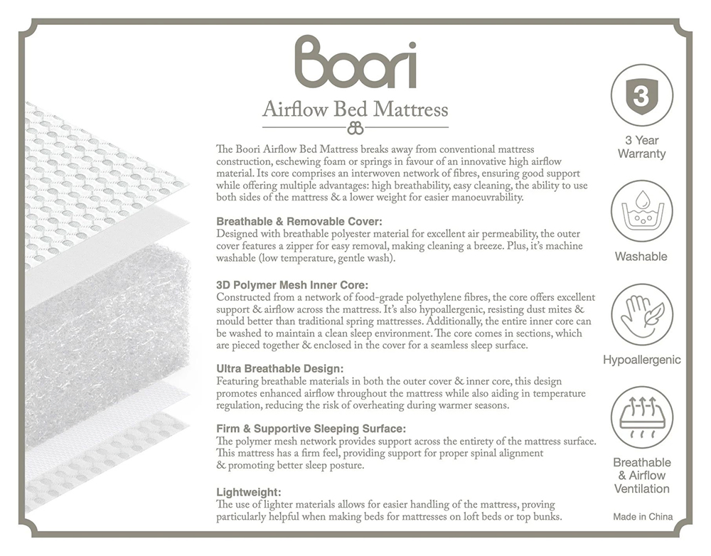 Boori King Single Bed Airflow Mattress 203 X 107 X 15cm
