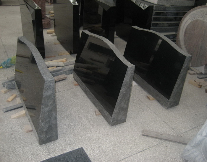 Absolutely Natural Black Granite Funeral Granite Carved Stone Customized Black Headstone/Monument/Tombstone/Memorial