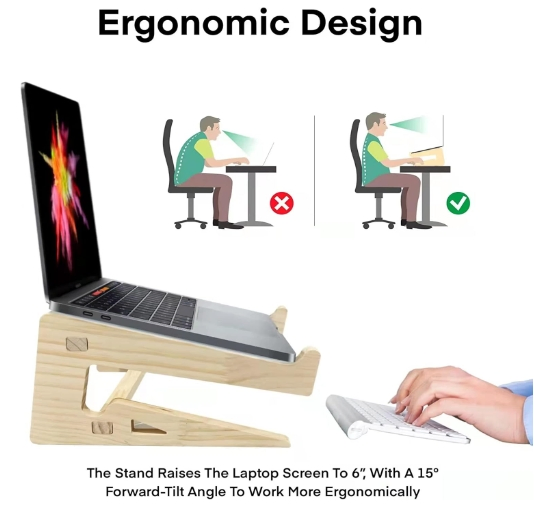 Wooden Notebook Holder Mount Stand Vertical Wood Laptop Stand