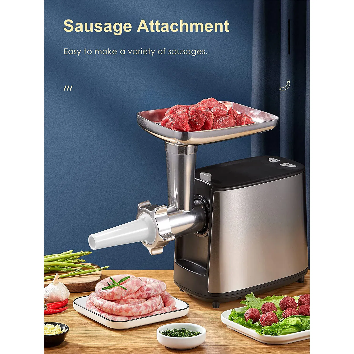 Electric Meat Food Grinder, Heavy Duty Meat Mincer with Sausage Kubbe Kit