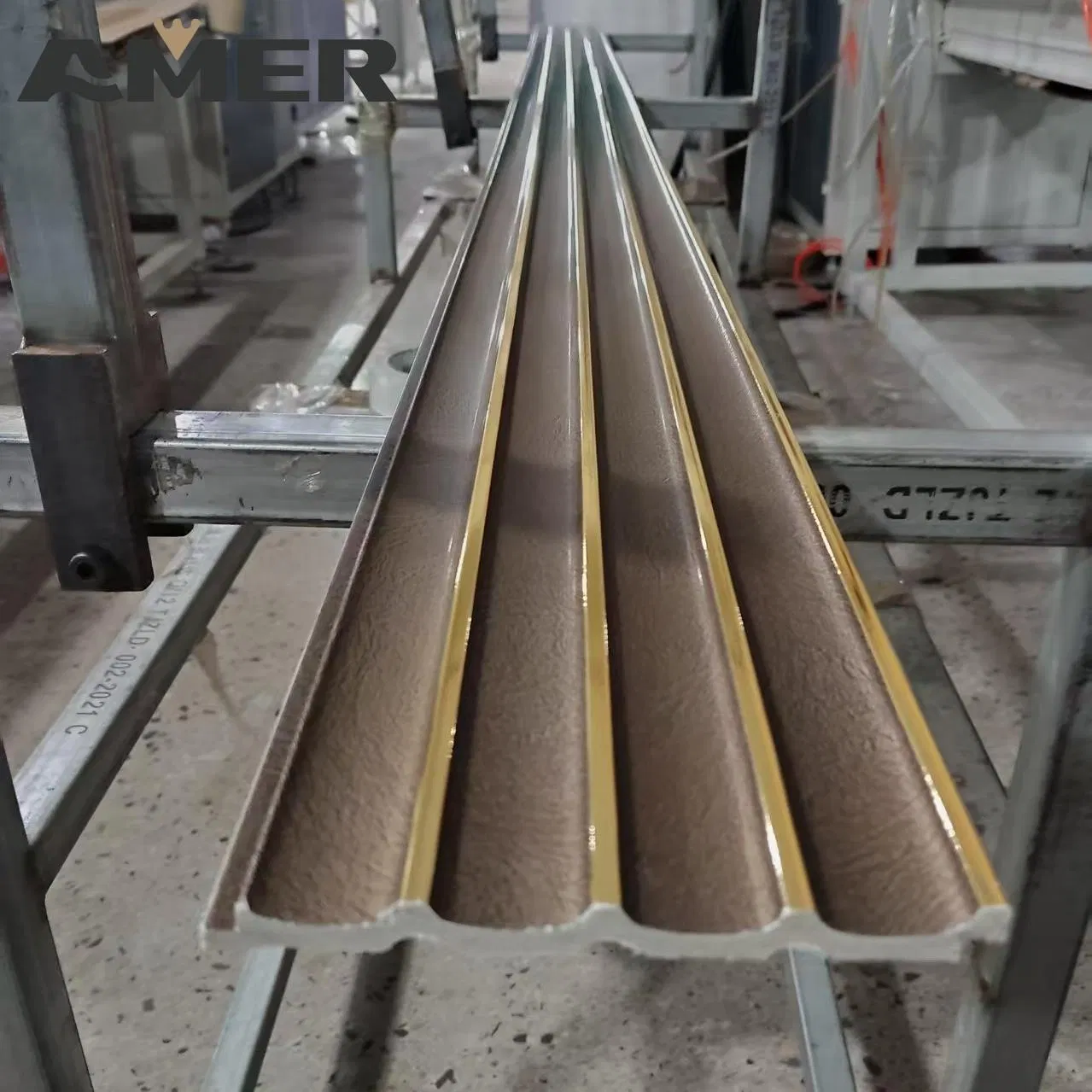 PS Wall Louver Panel Gold Line Waterproof Building Materials Plastic Wps Wall Panel Wood Paneling for Walls