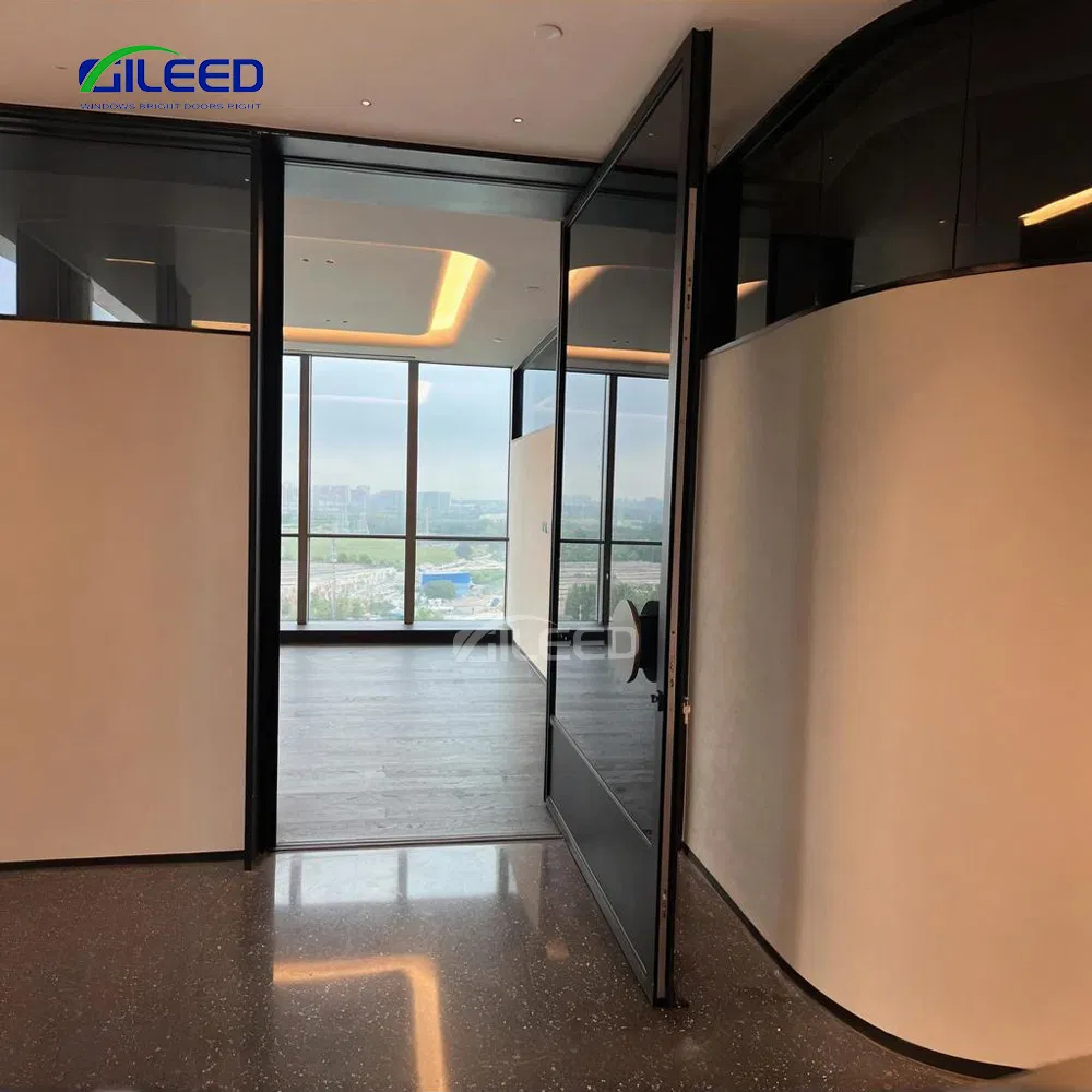 High End Design Aluminum Tempered Glass Pivot Door for Luxury Villa Hotel