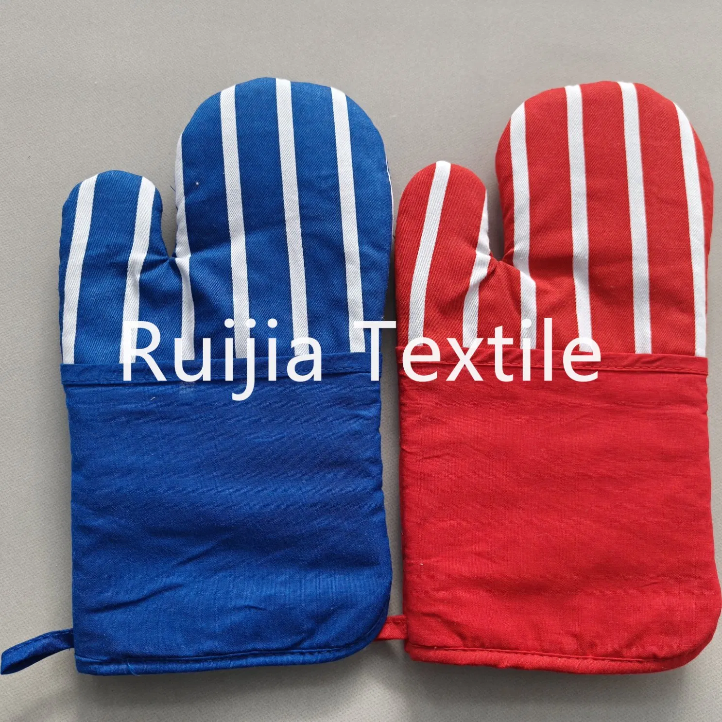 Classic Stripes Style Kitchen Cotton Oven Mitts Oven Gloves with Diamond Grids 20 Years Factory