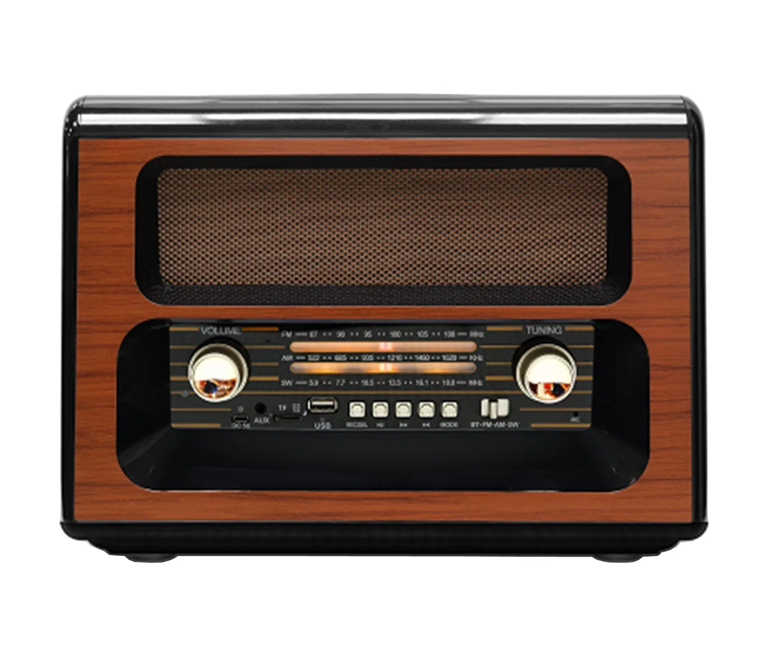 Wooden Retro Radio FM/Am/Sw Bluetooth Portable Radio USB TF Card DSP Radio