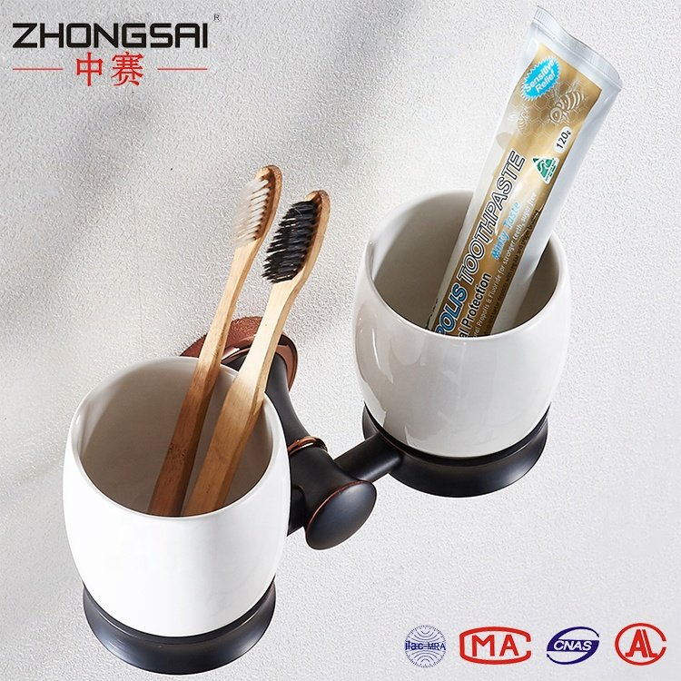 Royal Bathroom Accessories Antique Black Dual Metal Cup Tumbler Holder