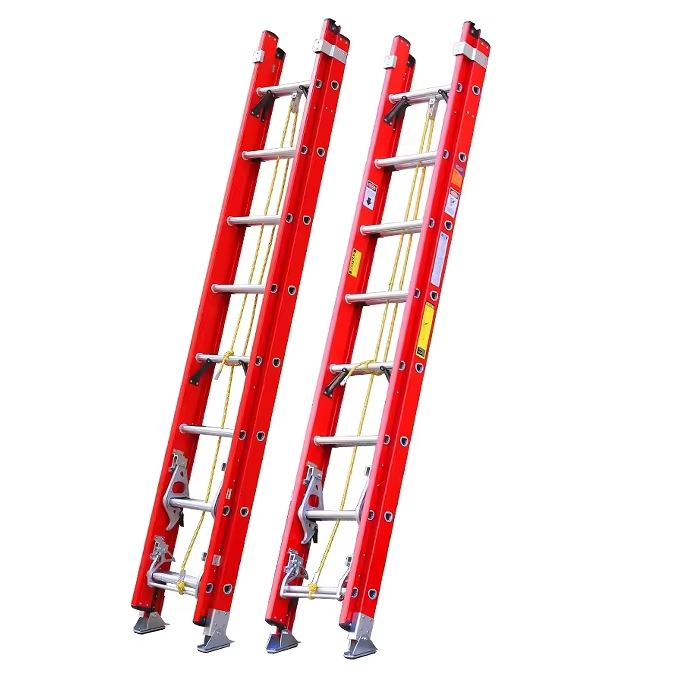 Two Section Insulating Telescopic Extension Fiberglass Ladder FRP Ladder 2*16steps