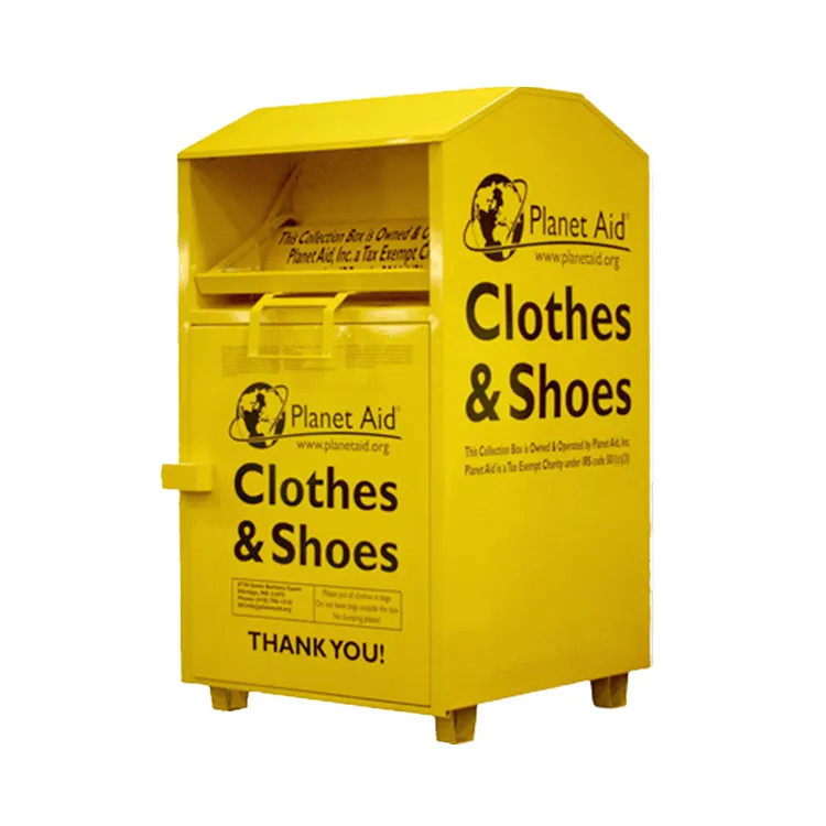 Outdoor Metal Used Clothing Old Clothes and Shoe Drop Recycling Donation Bin