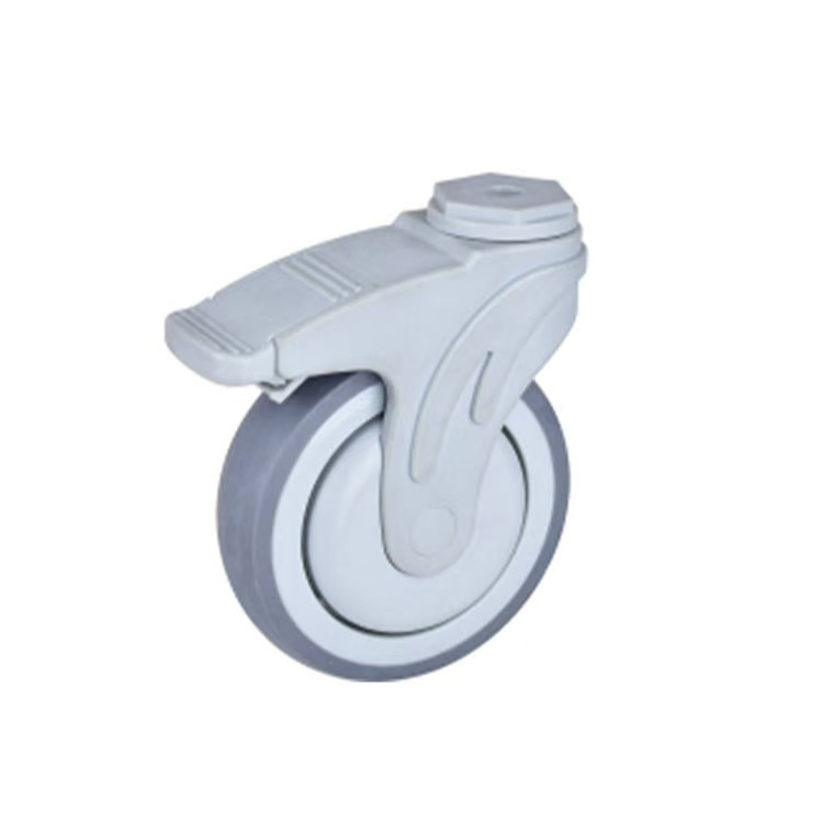 3''4''5'' Threaded Stem, All-Nylon Braking Casters, High-Performance Medical-Grade Gray TPR Casters