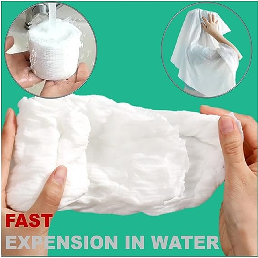 Compressed Towel, Disposable Cotton Bath Towels Individually Wrapped Reusable Suitable for Hiking Camping Beach Swimming and Traveling