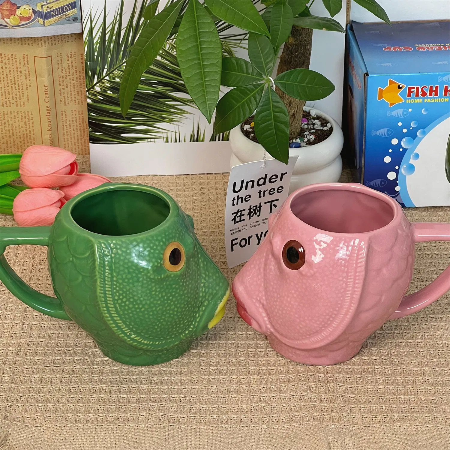 Керамическая кружка Funny Creative Greenhead Pinkheda Fish